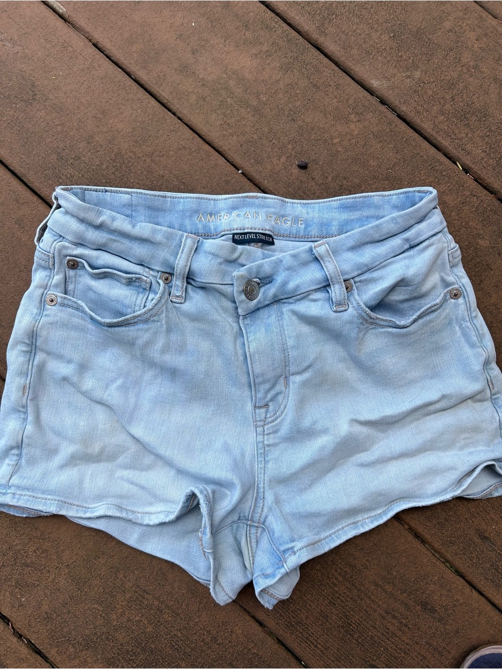 American Eagle Outfitters Light Wash Denim High-Rise Shorts